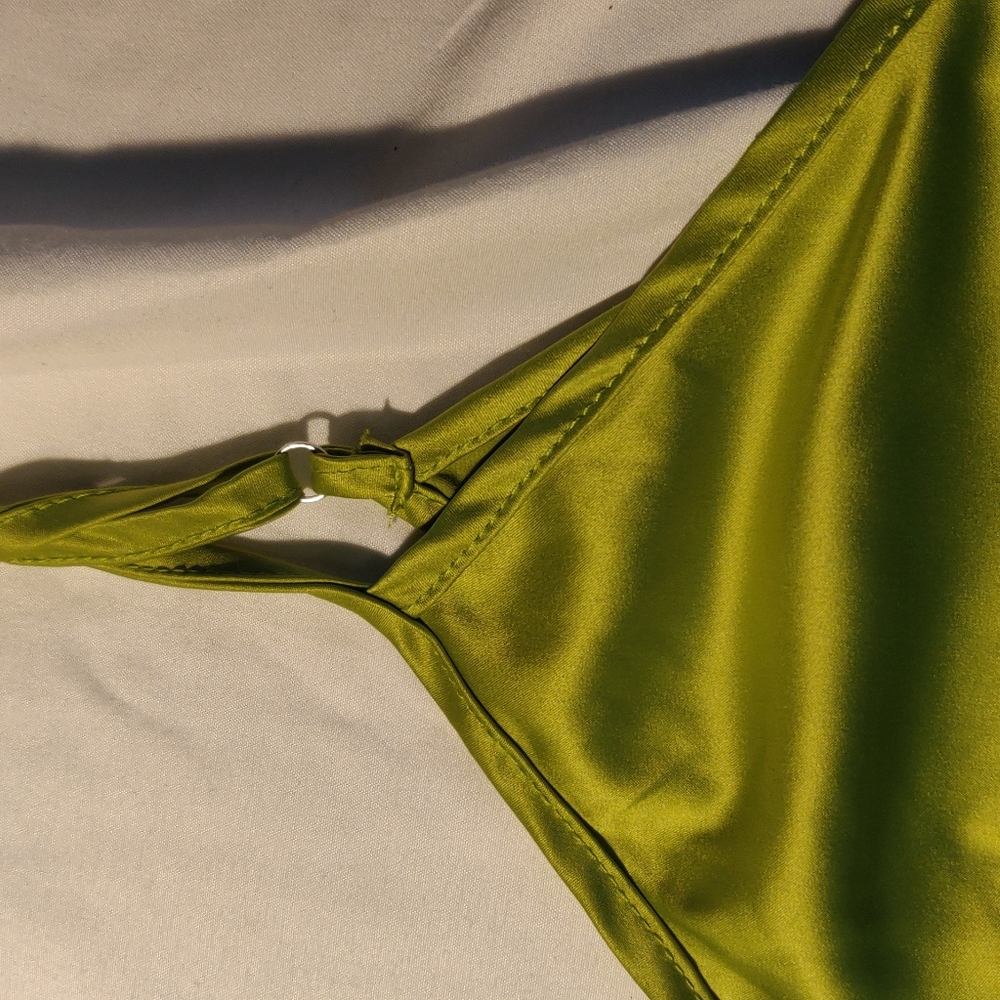 NWT Revamped Emerald Green / Lime Green Party Satin Silk Cami - Picture 6 of 6